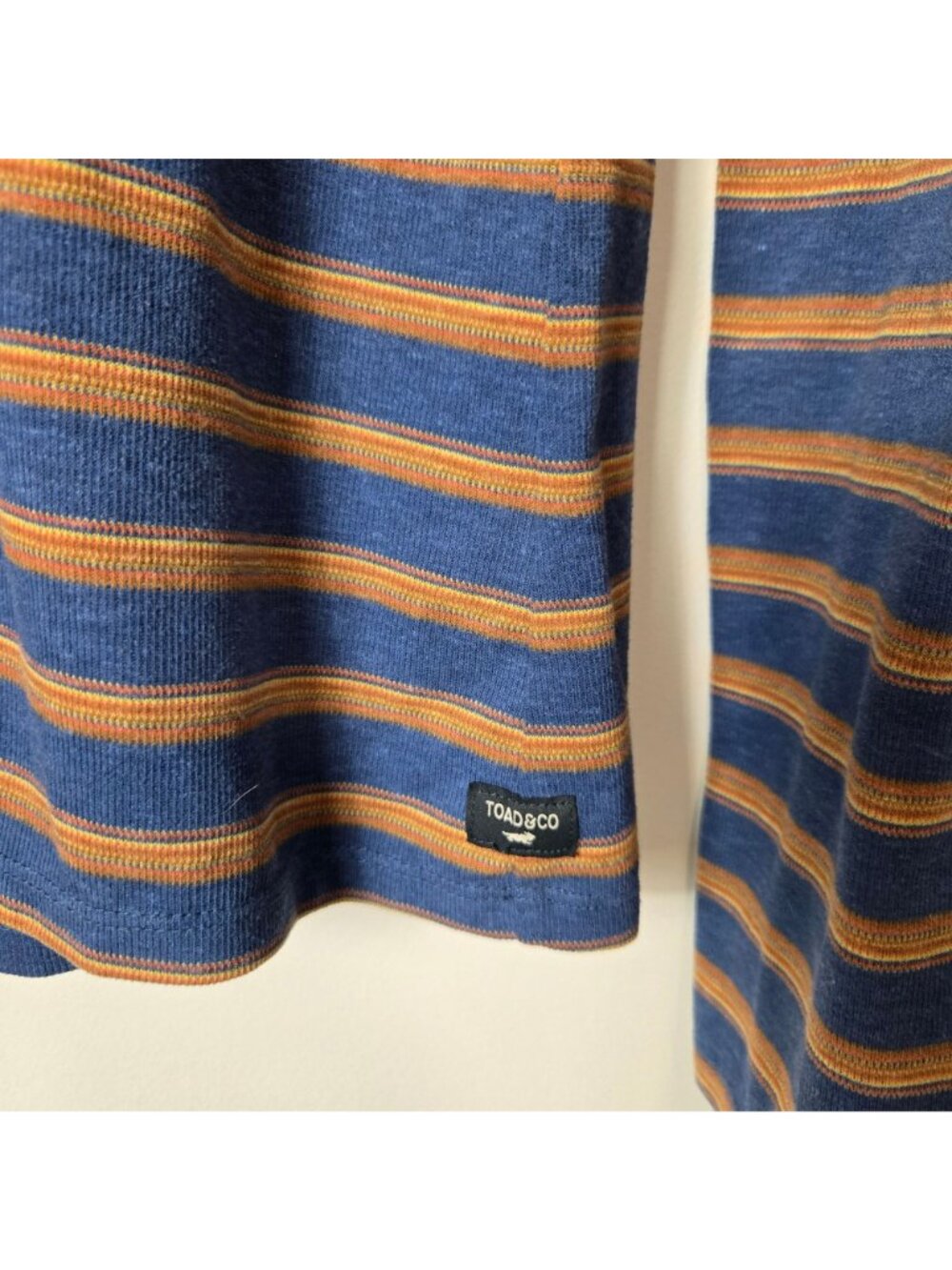 Toad&Co Piru Mockneck Long Sleeve Striped Ribbed Shirt Size L Base-Layer Hemp - Picture 3 of 9